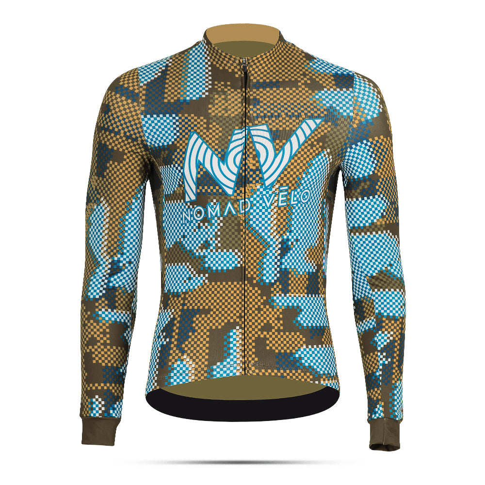 Cycling Khaki Techwave Jersey – Long Sleeve Aero Race Fit Statement Piece | Nomad Vélo