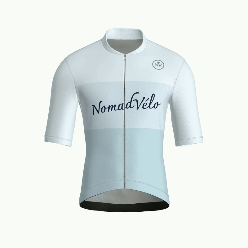 Minimal Light Blue Short Sleeve Jersey | Nomad Vélo