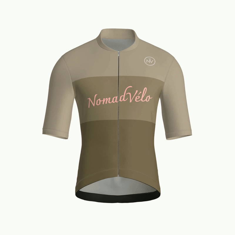 Minimal Khaki Short Sleeve Jersey | Nomad Vélo