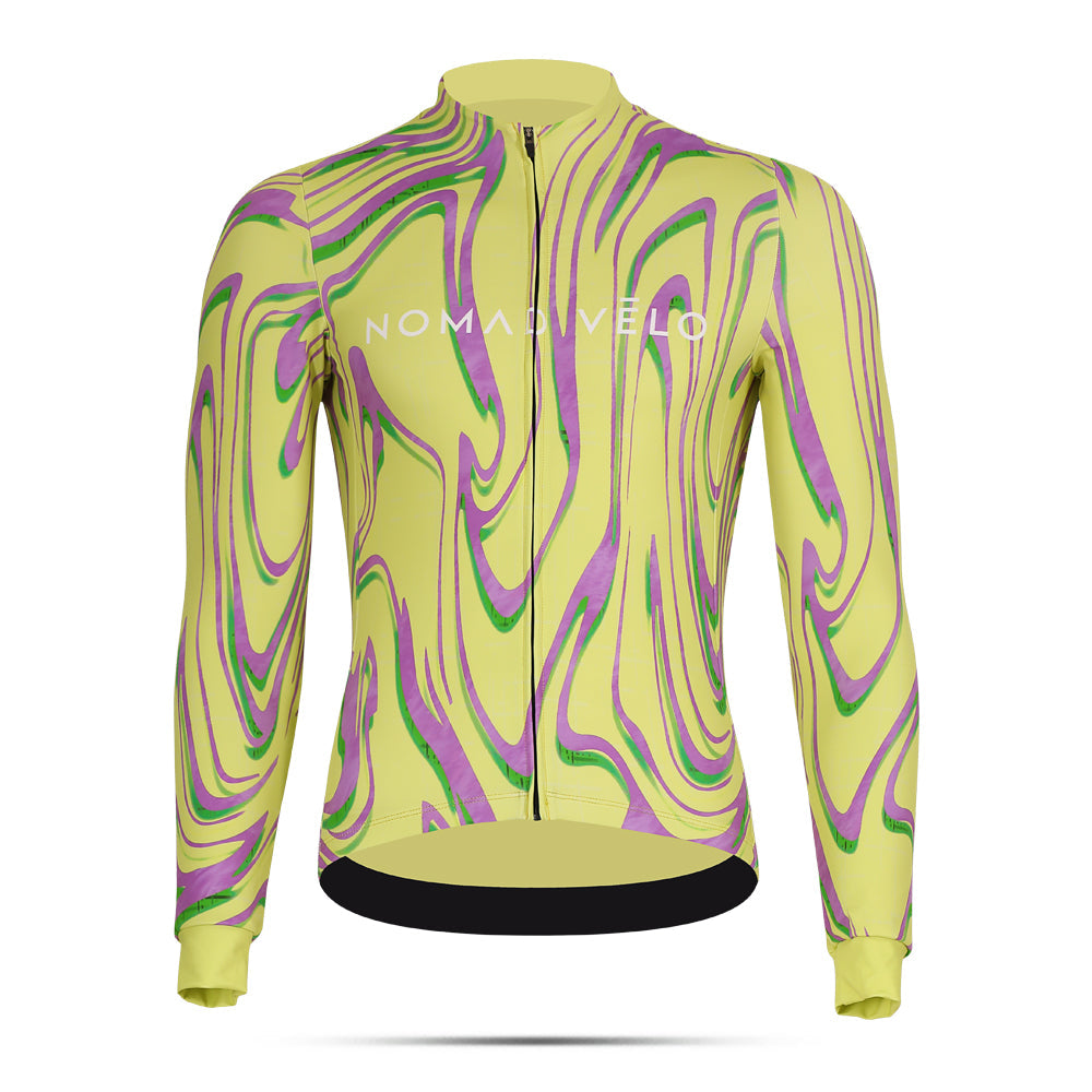 Cycling Yellow Neon Ember Jersey – Long Sleeve Aero Race Fit High Visibility | Nomad Vélo