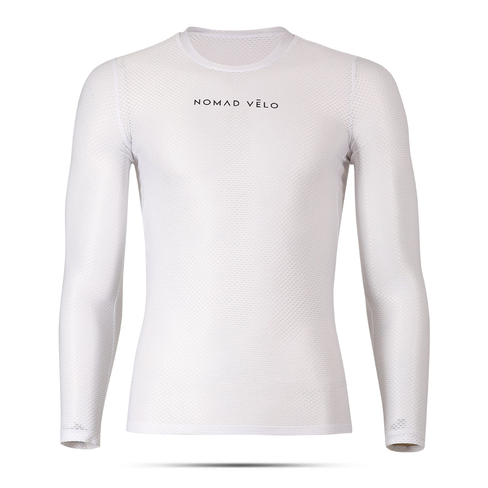 White Long Sleeve Cycling Base Layer with Breathable Fit – Nomad White Base Layer