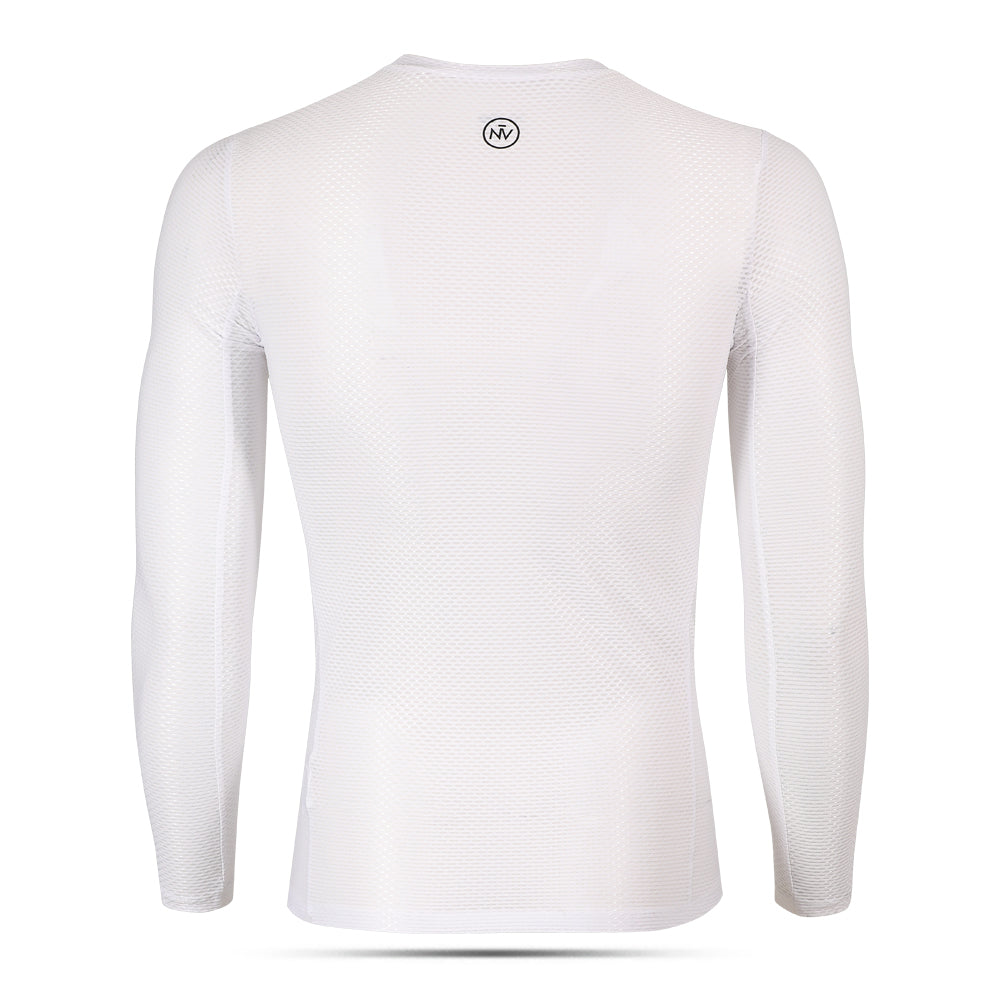 White Long Sleeve Cycling Base Layer with Breathable Fit – Nomad White Base Layer