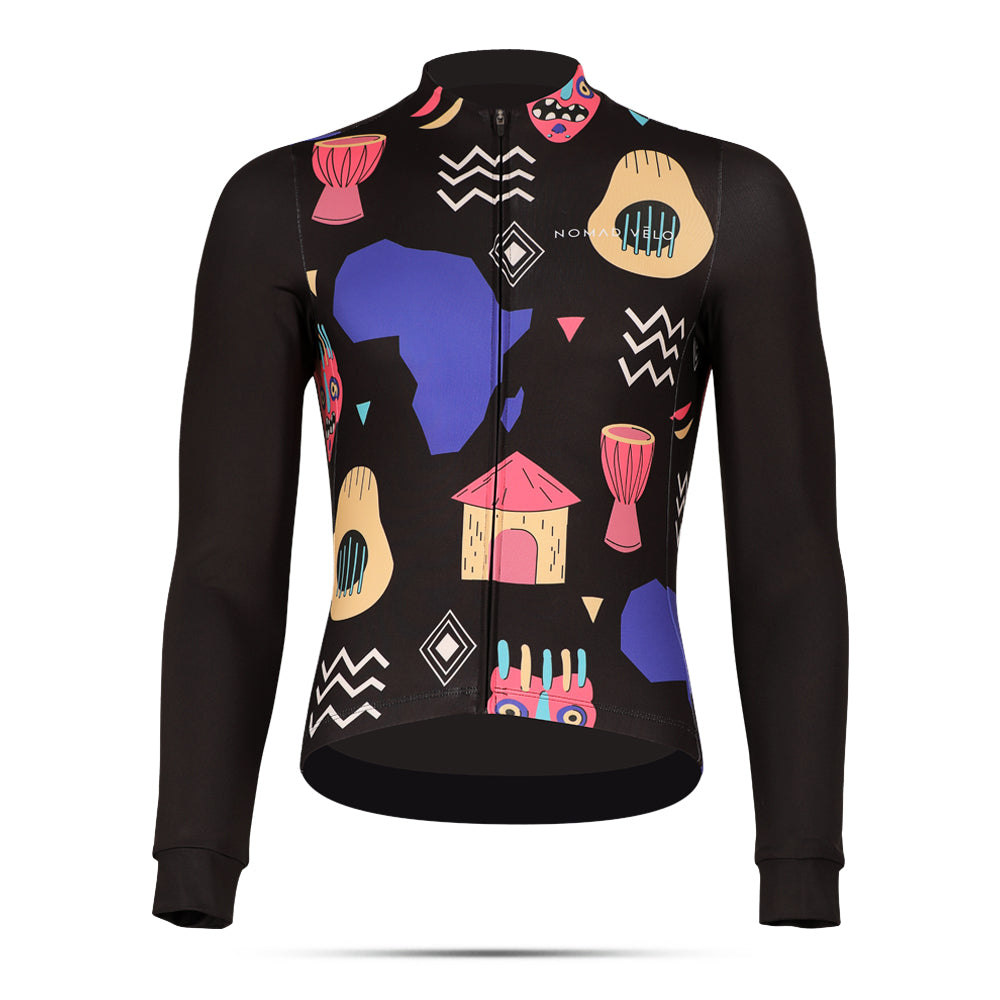 Cycling African Long Sleeve Jersey – Aero Fit Tribal Pattern Cultural Design | Nomad Vélo