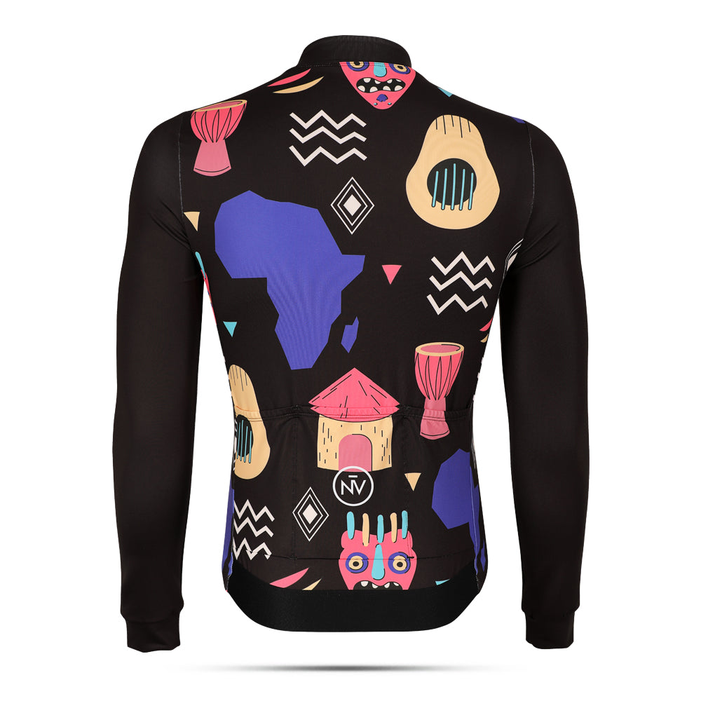 Cycling African Long Sleeve Jersey – Aero Fit Tribal Pattern Cultural Design | Nomad Vélo
