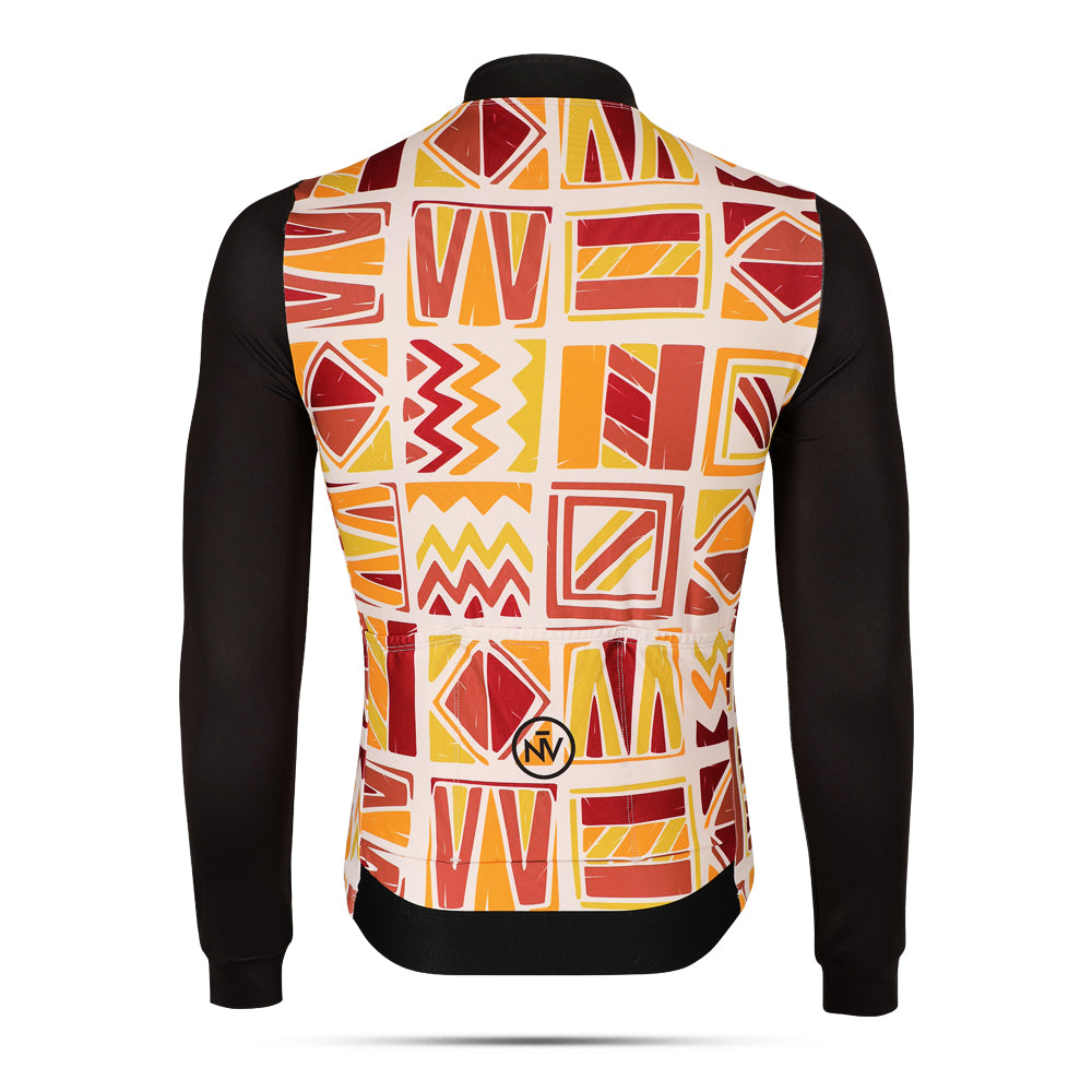 Cycling Ethnikal Long Sleeve Jersey – Aero Fit Ethnic Pattern Cultural Design | Nomad Vélo