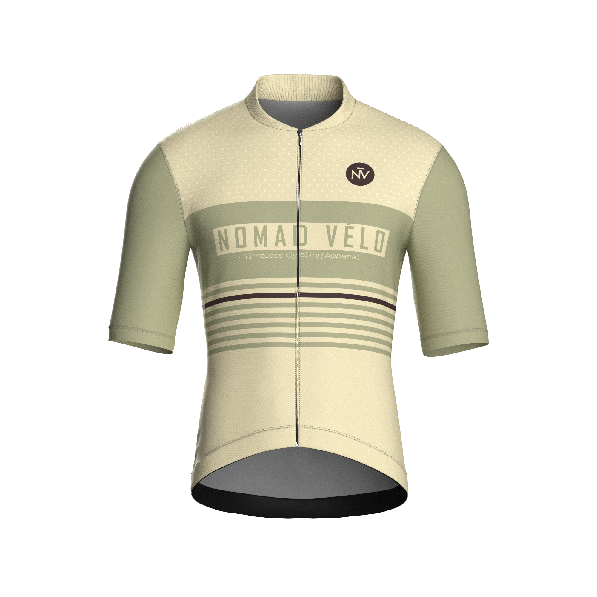 Retro Stripe Sand Jersey – Cycling Short Sleeve Race Fit Road Training | Nomad Vélo