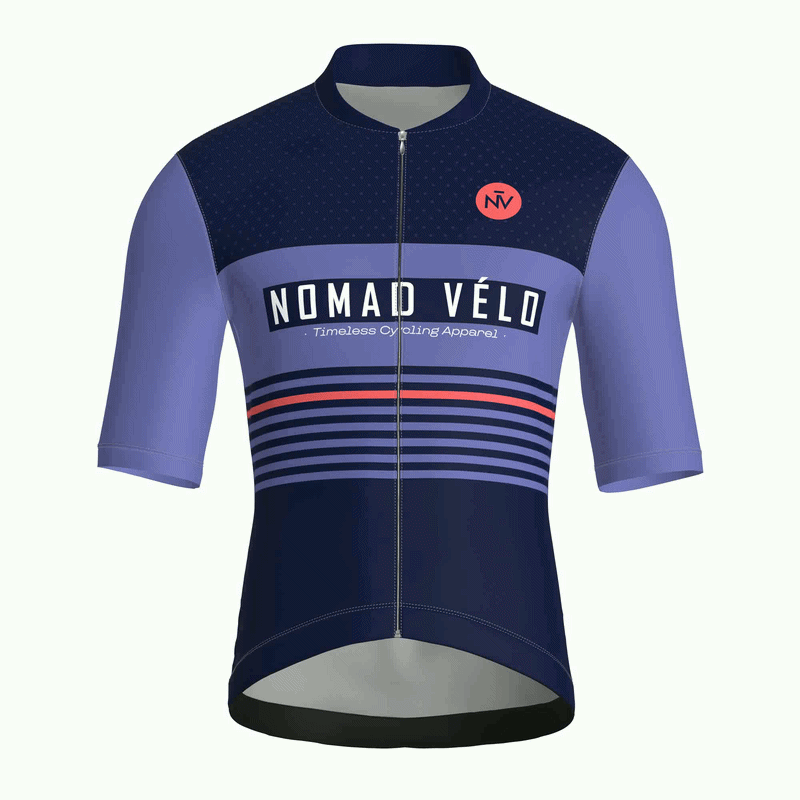 Retro Stripe Navy Jersey – Cycling Short Sleeve Race Fit
