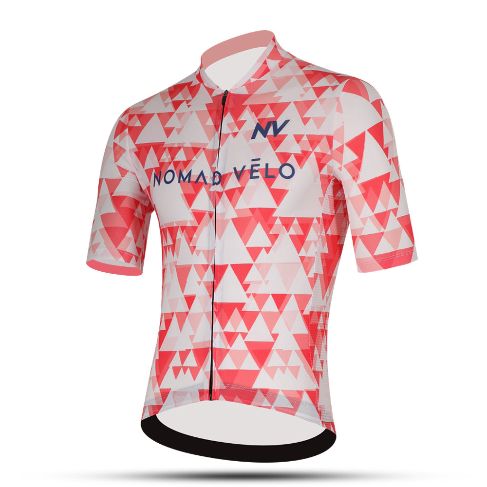 Red Aero Cycling Jersey for Fast Rides -  Geometric Jersey