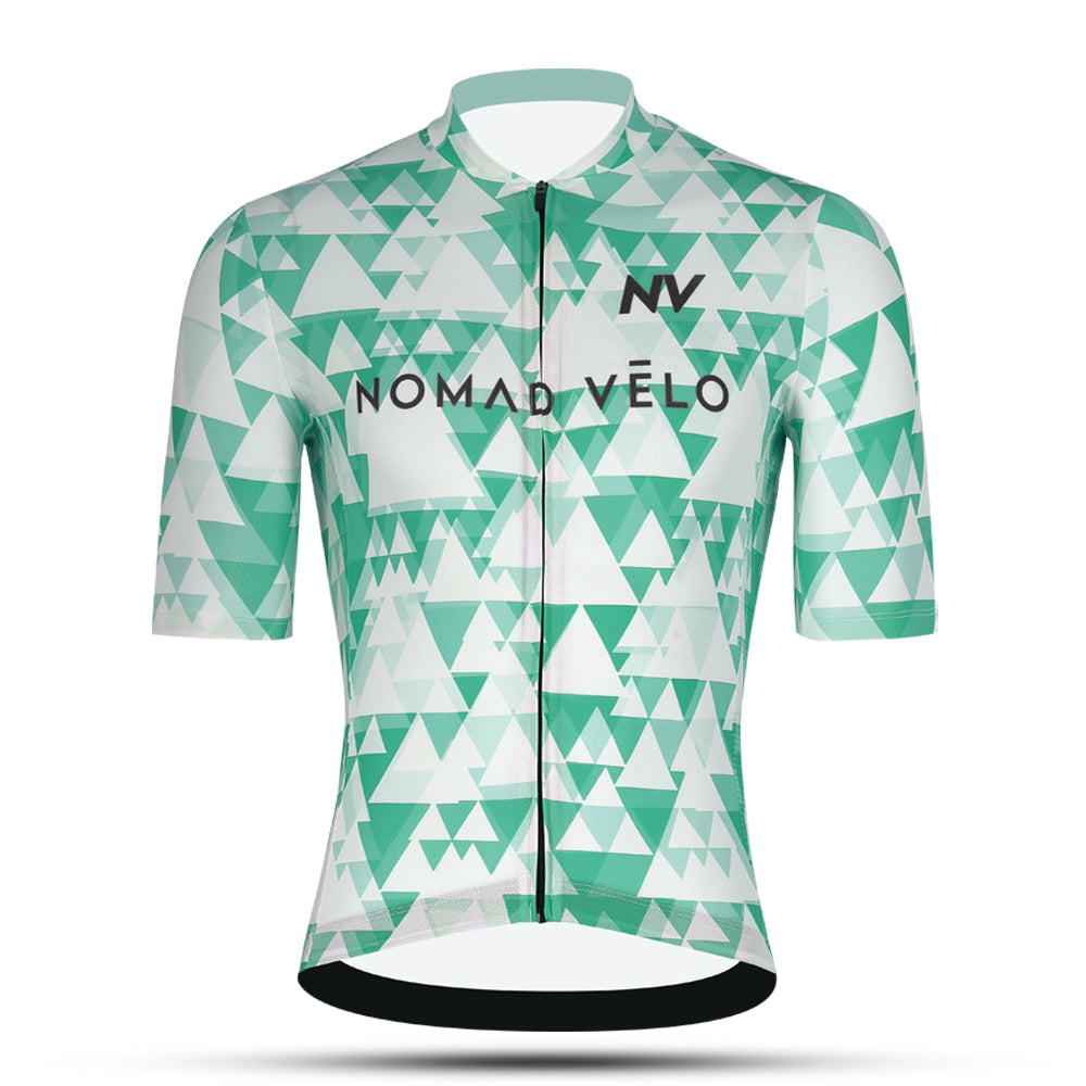 Green Aero Cycling Jersey for Fast Rides - Geometric Jersey