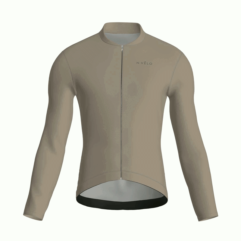 Pure Taupe Jersey – Cycling Long Sleeve Race Fit