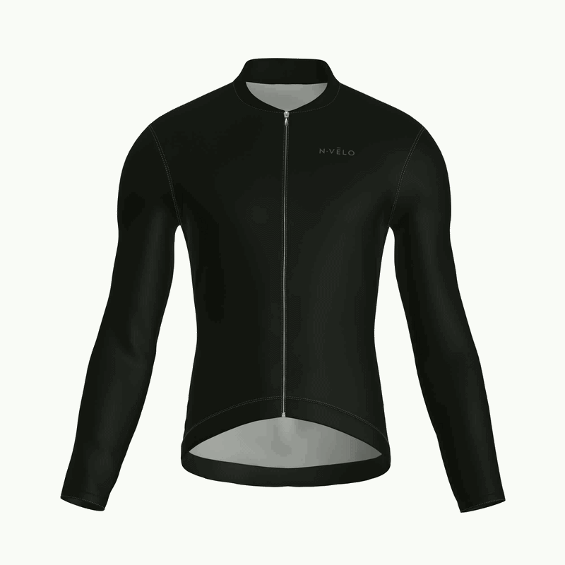 Pure Black Jersey – Cycling Long Sleeve Race Fit
