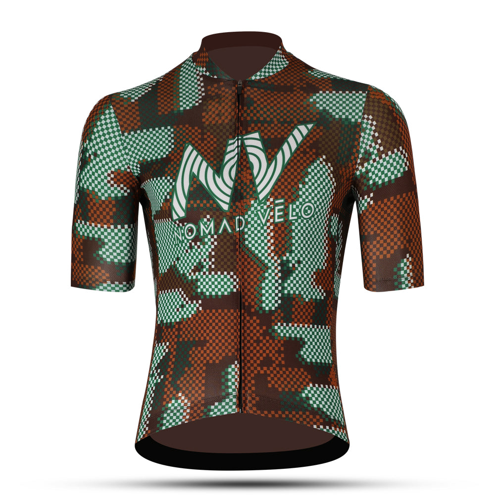 Cycling Red Pro Jersey – Short Sleeve Race Slim Fit Techwave Aero Pattern | Nomad Vélo