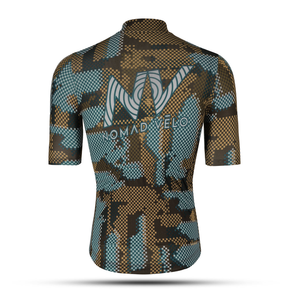 Cycling Khaki Pro Jersey – Short Sleeve Race Slim Fit Techwave Aero Pattern | Nomad Vélo