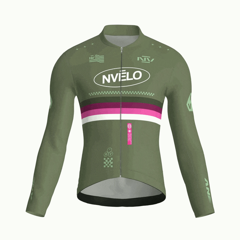 Meridian Olive Jersey – Cycling Long Sleeve Race Fit