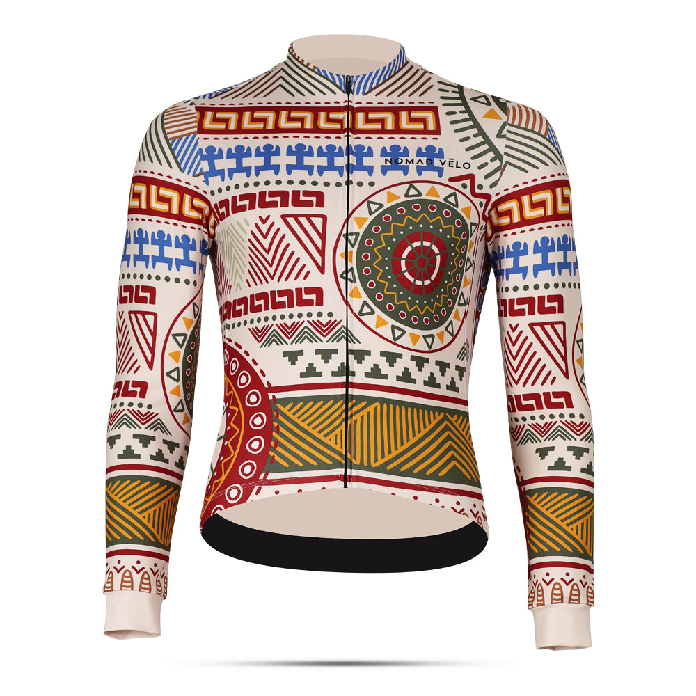 Cycling Atlas Long Sleeve Jersey – Aero Fit Geographic Map Design Explorer | Nomad Vélo