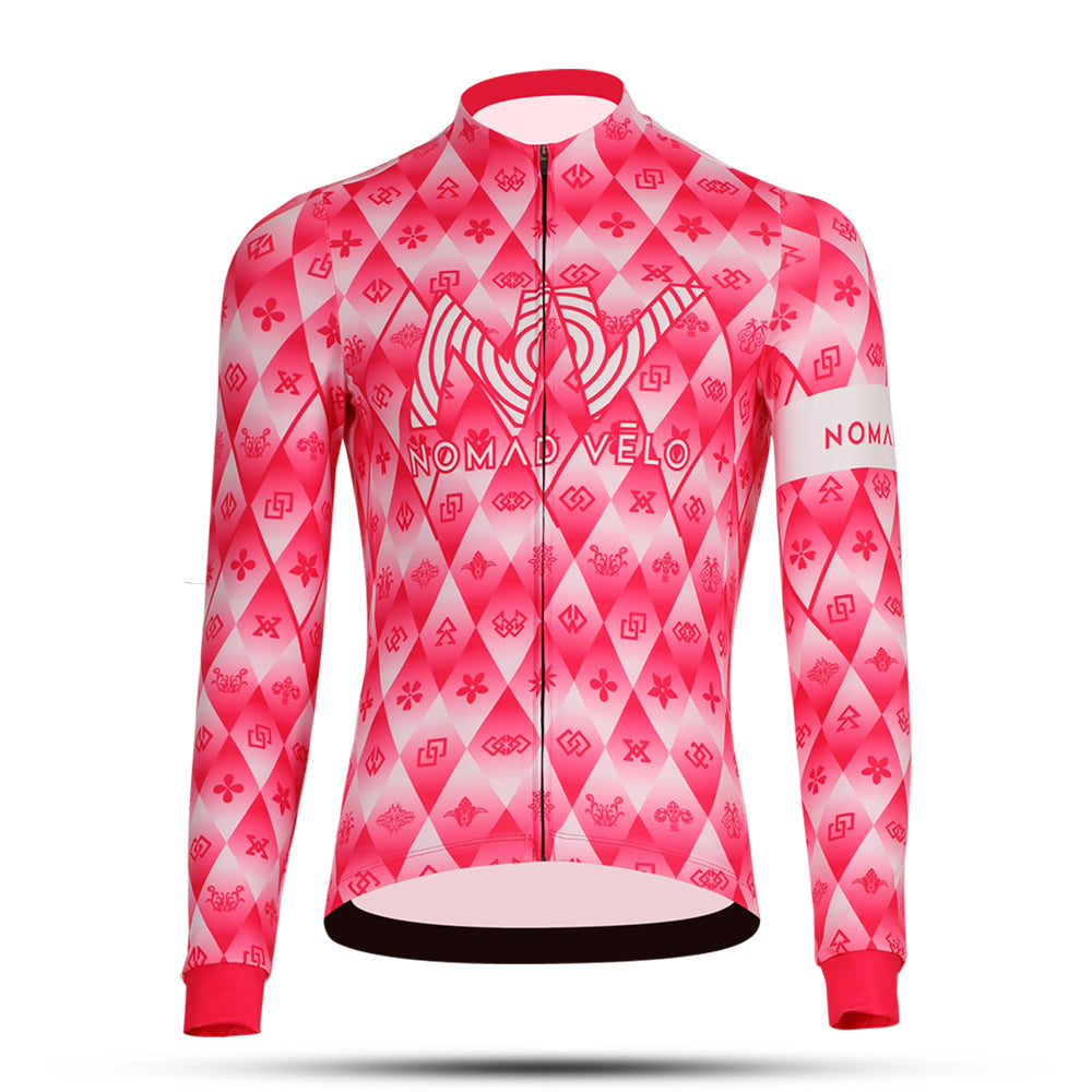 Cycling Royal Pink Jersey – Long Sleeve Pro Fit High Performance | Nomad Vélo