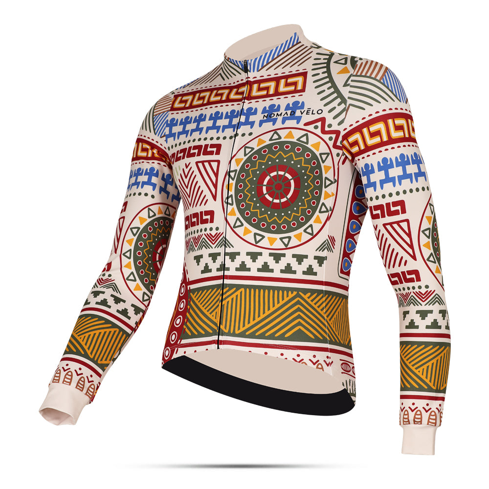 Cycling Atlas Long Sleeve Jersey – Aero Fit Geographic Map Design Explorer | Nomad Vélo