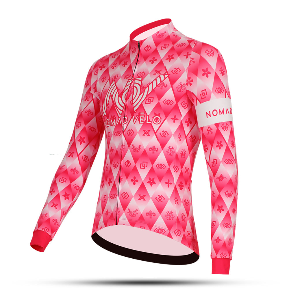 Cycling Royal Pink Jersey – Long Sleeve Pro Fit High Performance | Nomad Vélo