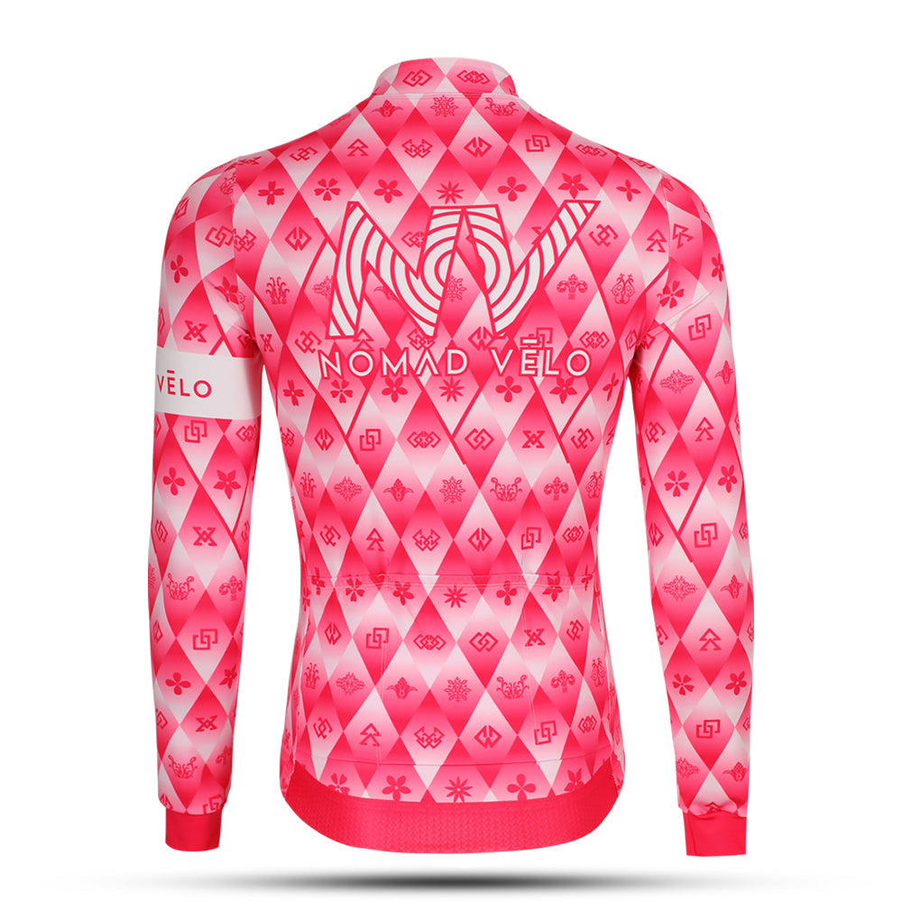Cycling Royal Pink Jersey – Long Sleeve Pro Fit High Performance | Nomad Vélo