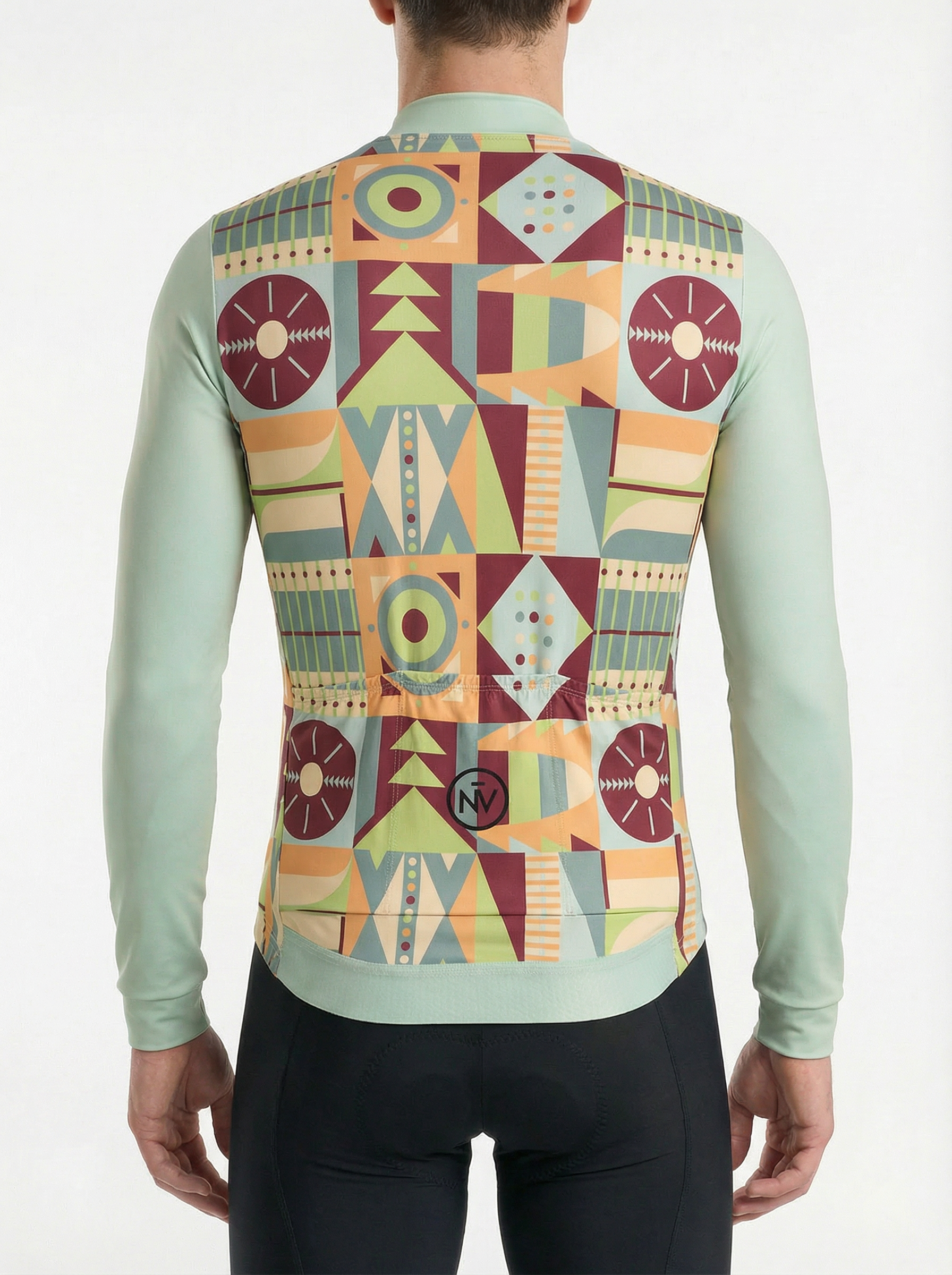 Cycling Mosaic Long Sleeve Jersey – Aero Fit Thermal Artistic Tile Pattern Winter | Nomad Vélo