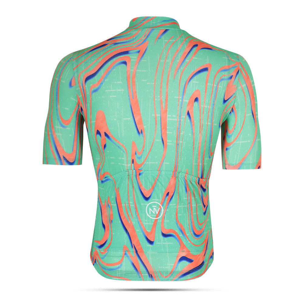 Cycling Green Orange Pro Jersey – Short Sleeve Race Slim Fit Neon Ember | Nomad Vélo