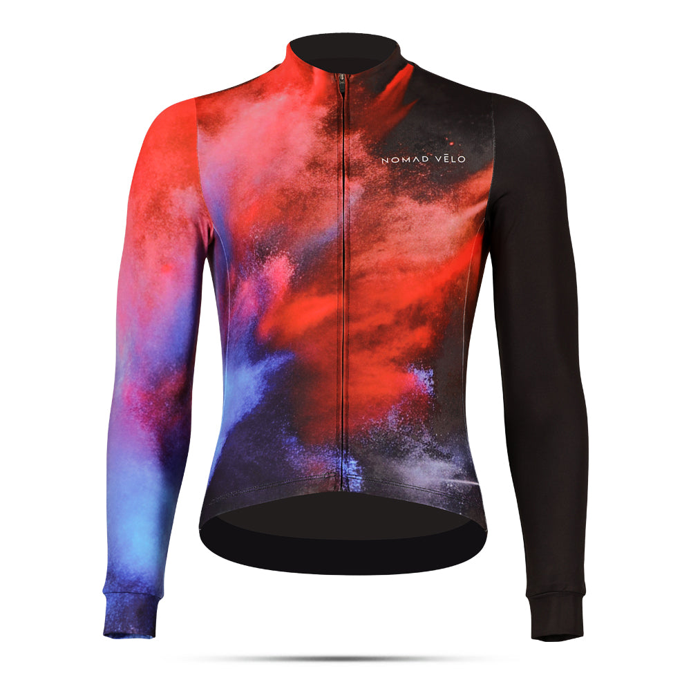 Cycling Black Explosion Jersey – Long Sleeve Aero Fit Bold Dynamic Design | Nomad Vélo