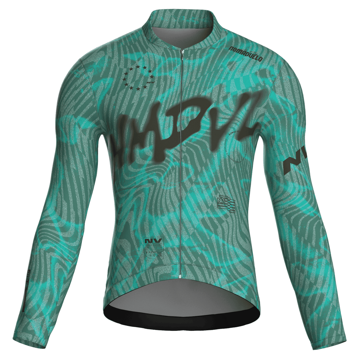 Warp Aqua Jersey – Cycling Long Sleeve Race Fit Wave Print