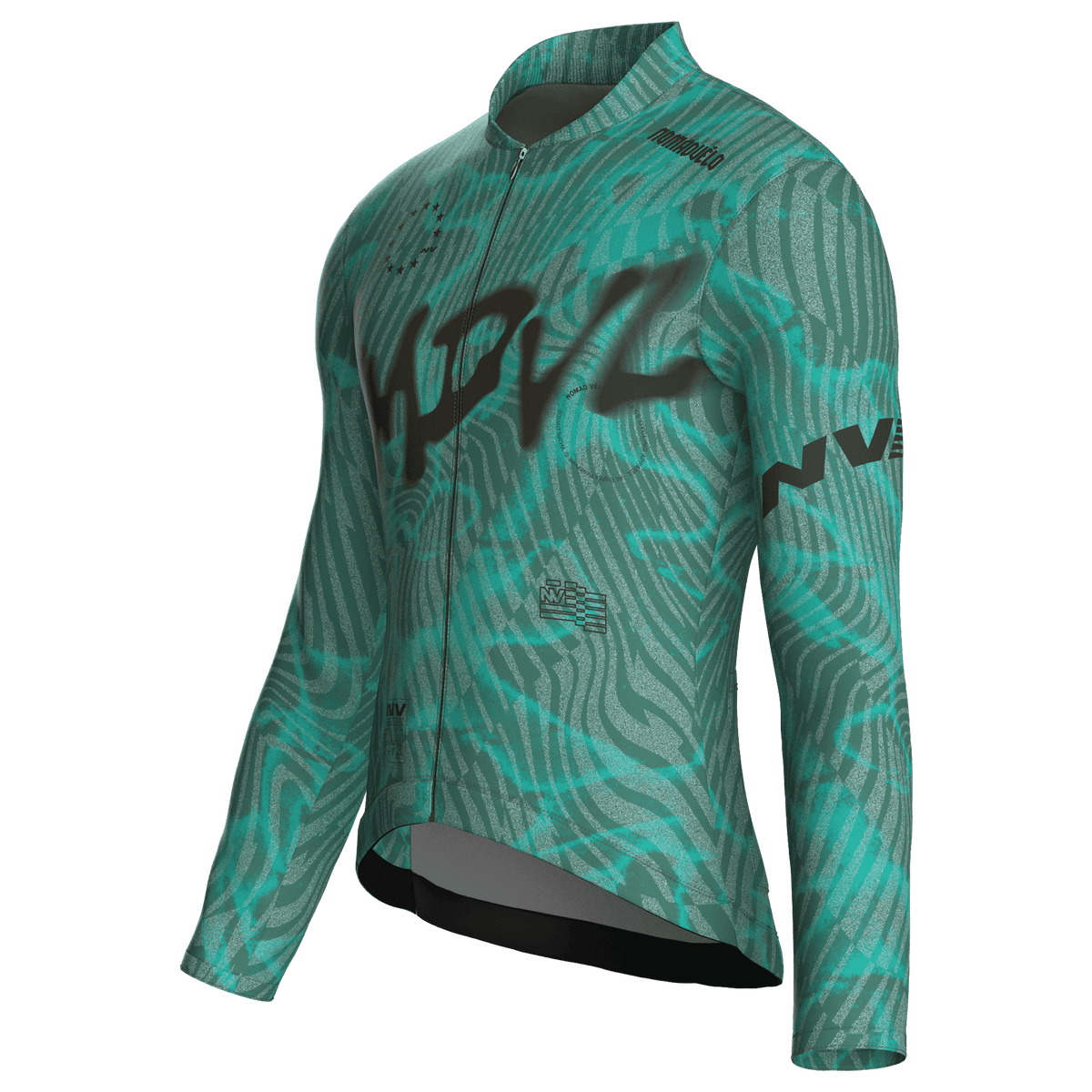 Warp Aqua Jersey – Cycling Long Sleeve Race Fit Wave Print
