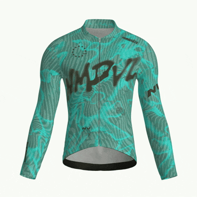 Warp Aqua Jersey – Cycling Long Sleeve Race Fit Wave Print