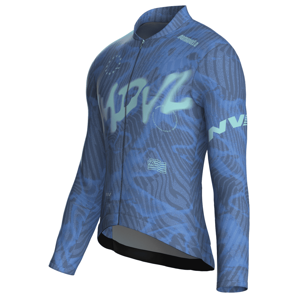 Warp Blue Jersey – Cycling Long Sleeve Race Fit Wave Print