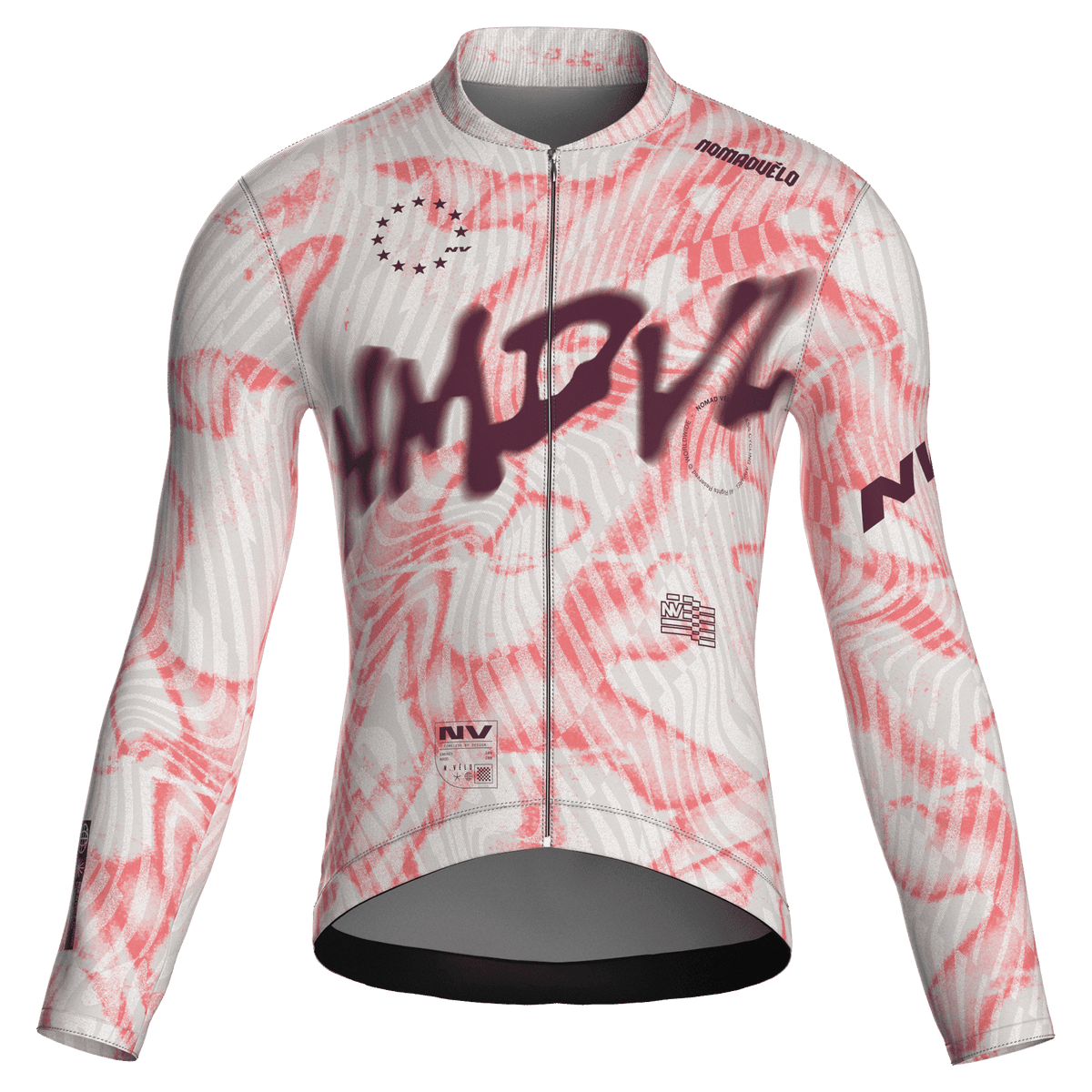 Warp Salmon Jersey – Cycling Long Sleeve Race Fit Wave Print