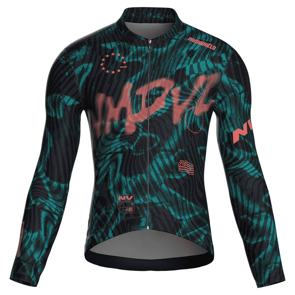 Warp Black Jersey – Cycling Long Sleeve Race Fit Wave Print