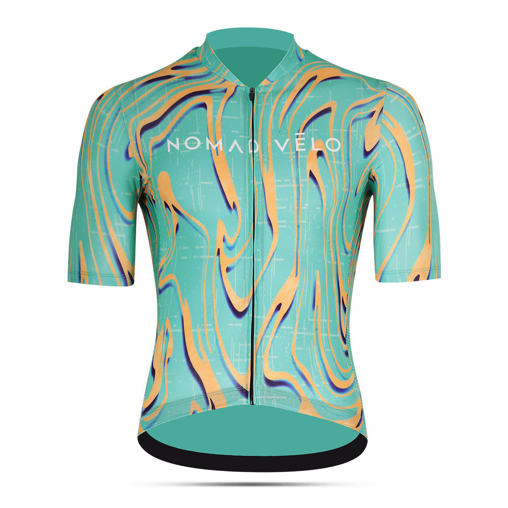 Cycling Green Yellow Pro Jersey – Short Sleeve Race Slim Fit Neon Ember | Nomad Vélo
