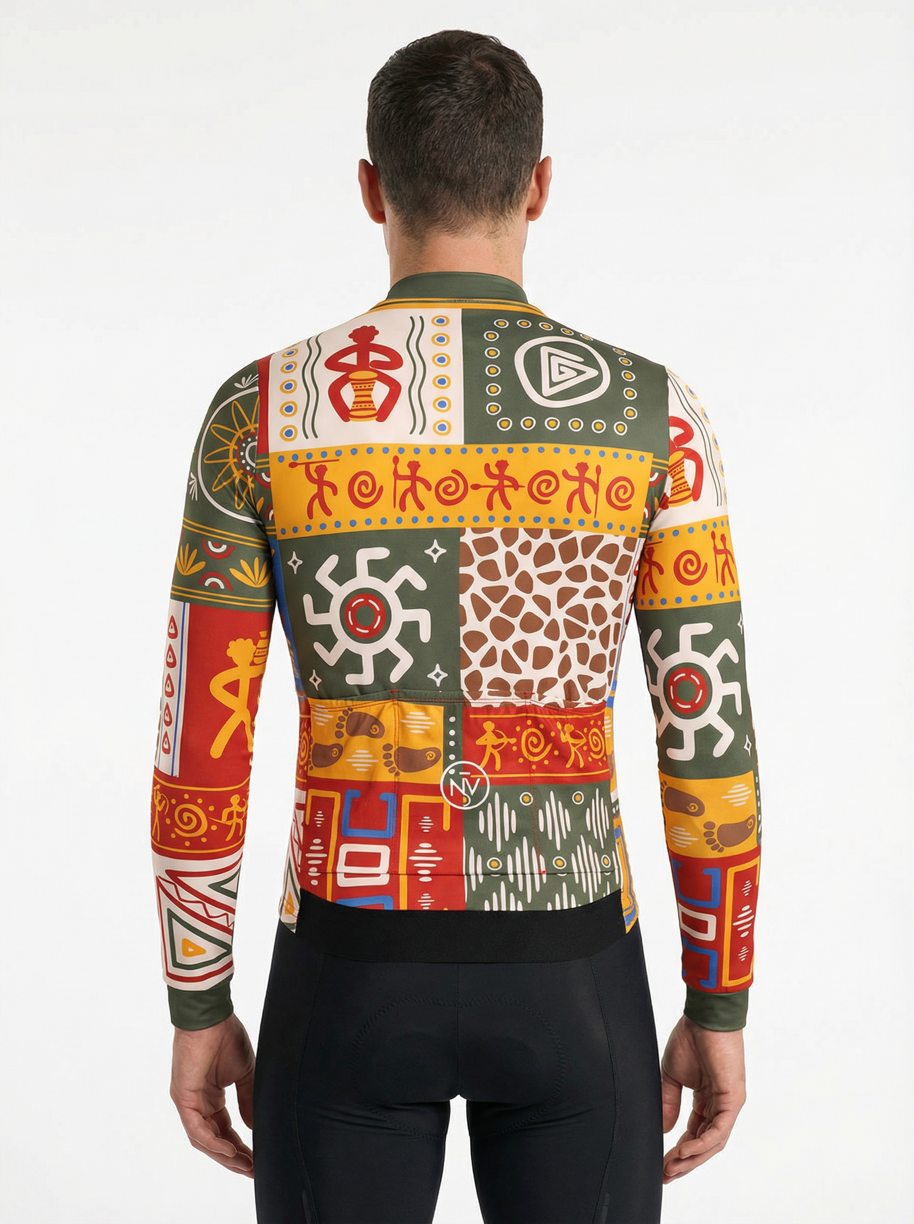 Cycling Totem Core Long Sleeve Jersey – Aero Fit Thermal Tribal Symbolic Design | Nomad Vélo