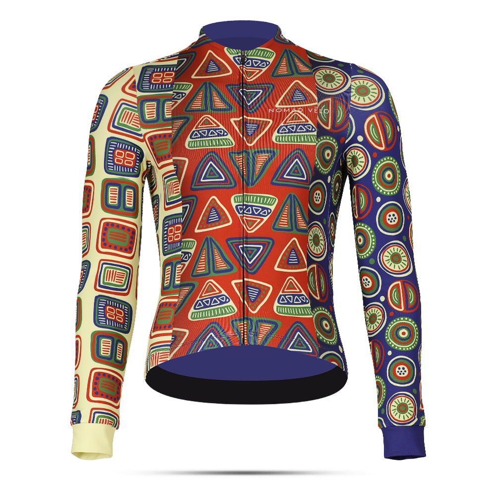Cycling Totem Long Sleeve Jersey – Aero Fit Thermal Tribal Cultural Design Winter | Nomad Vélo