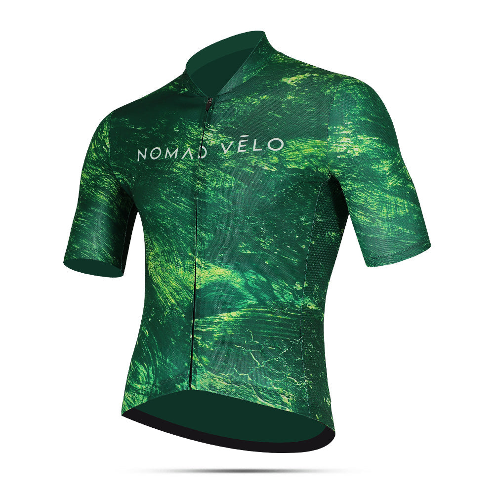 Cycling Green Pacific Jersey – Short Sleeve Race Slim Fit Aero Pattern | Nomad Vélo