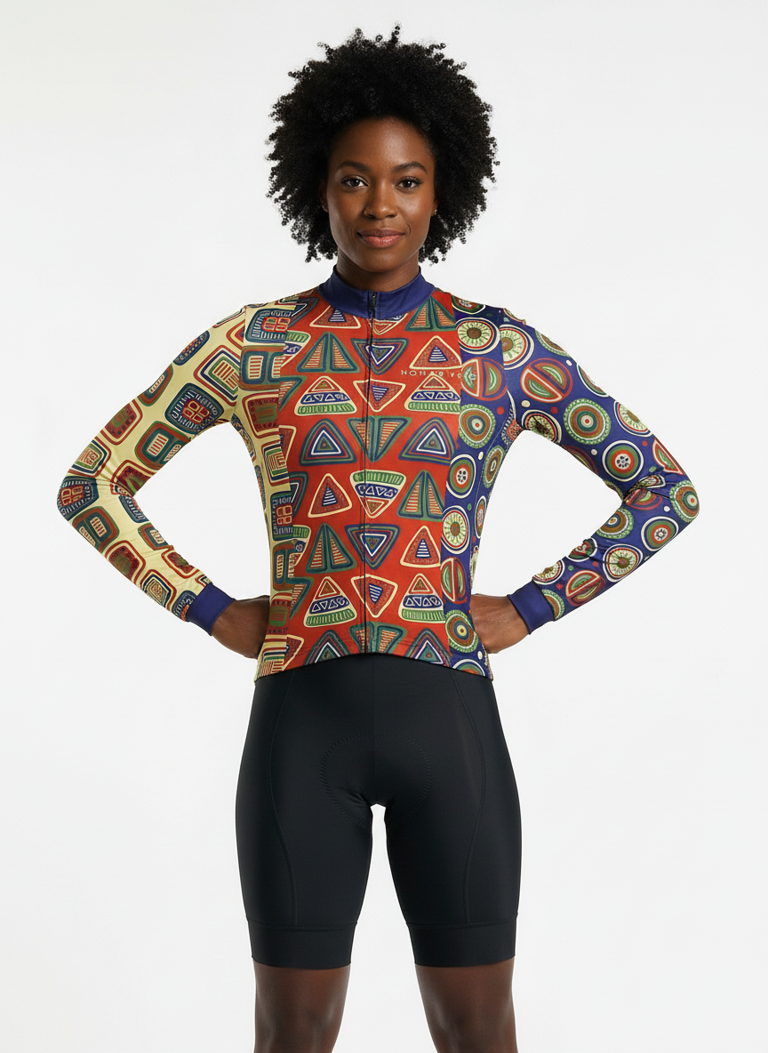 Cycling Totem Long Sleeve Jersey – Aero Fit Thermal Tribal Cultural Design Winter | Nomad Vélo