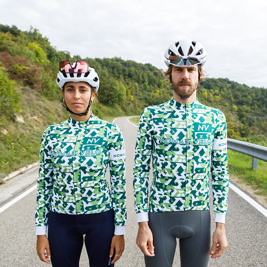 Green Сamouflage Aero Long Sleeve Cycling Jersey for Long Climbs - Сamouflage Jersey