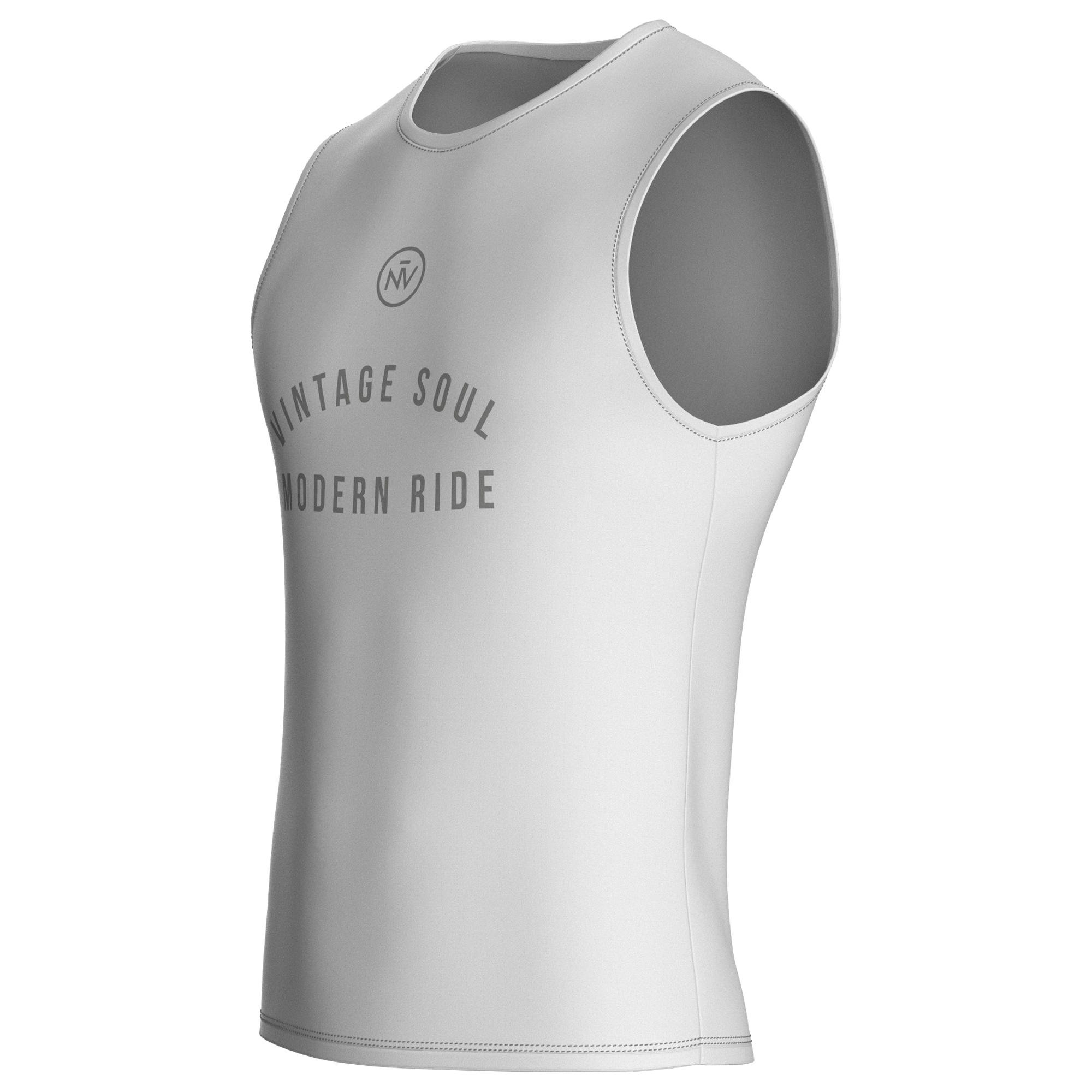 Vintage Soul White Base Layer – Cycling Sleeveless Slim Fit Lightweight