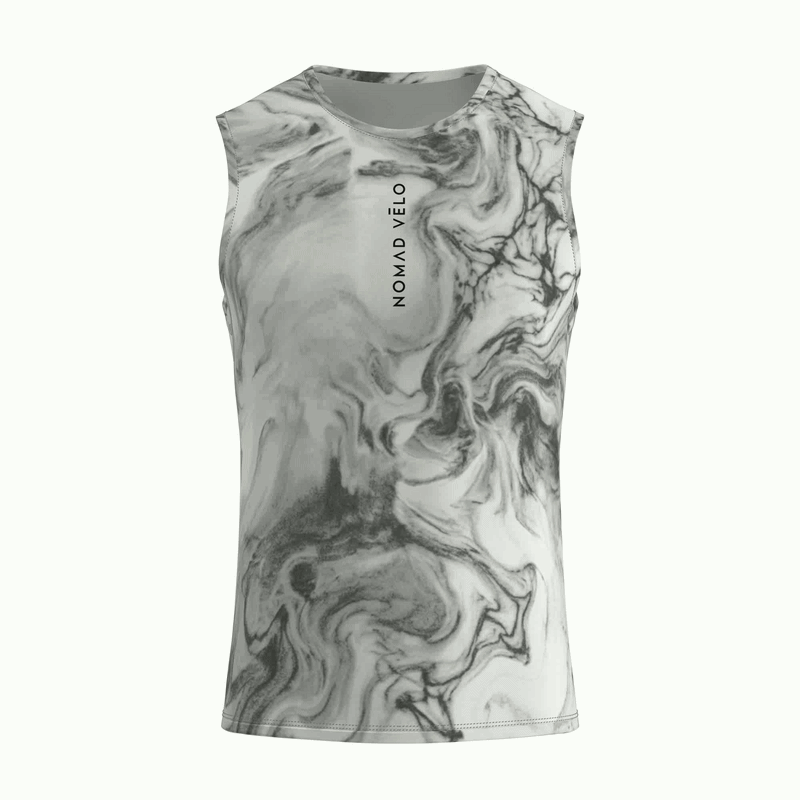 Marble Monochrome Base Layer – Cycling Sleeveless Slim Fit Lightweight