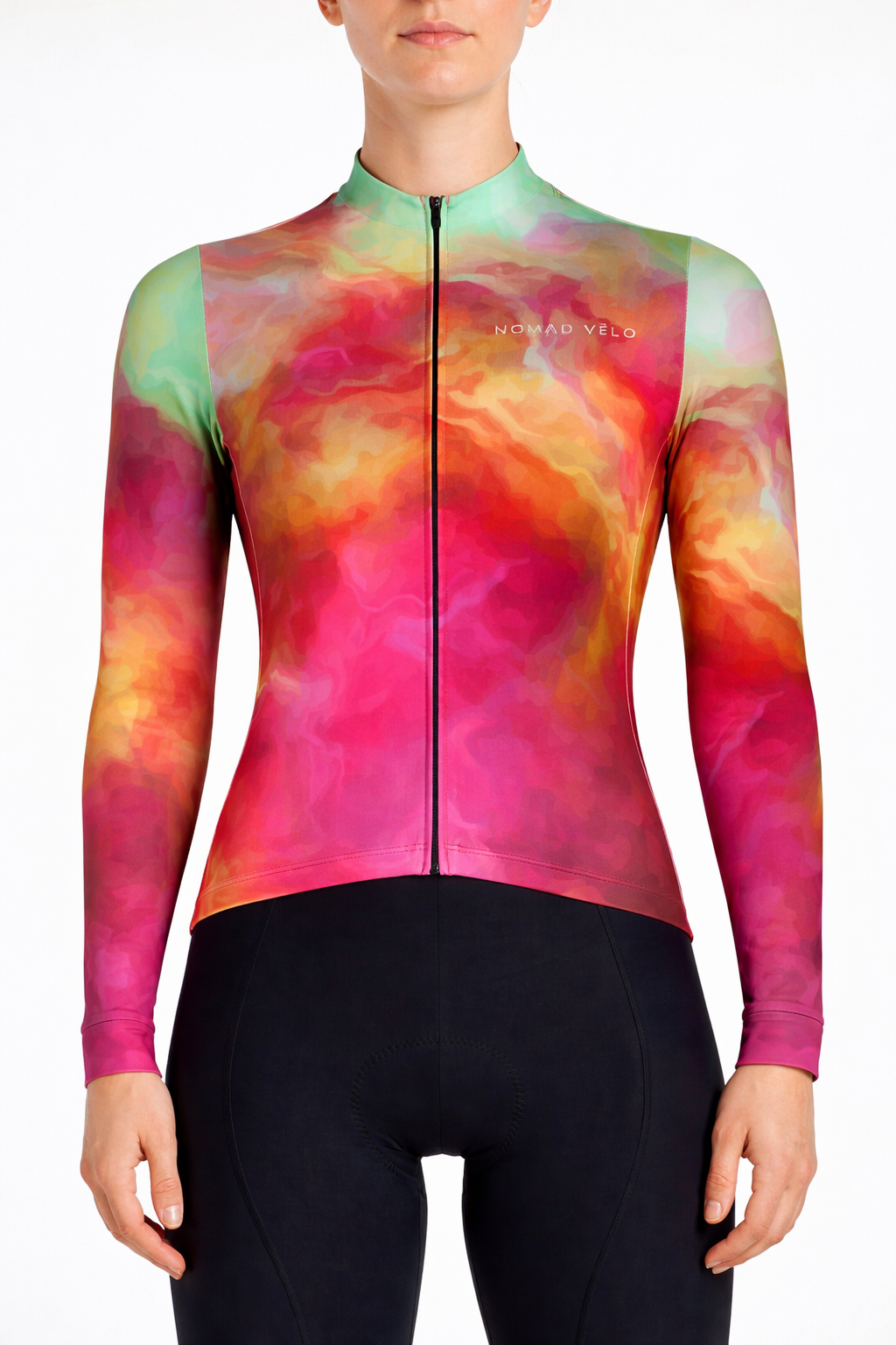 Cycling Prisma Long Sleeve Jersey – Aero Fit Prismatic Color Spectrum Design | Nomad Vélo