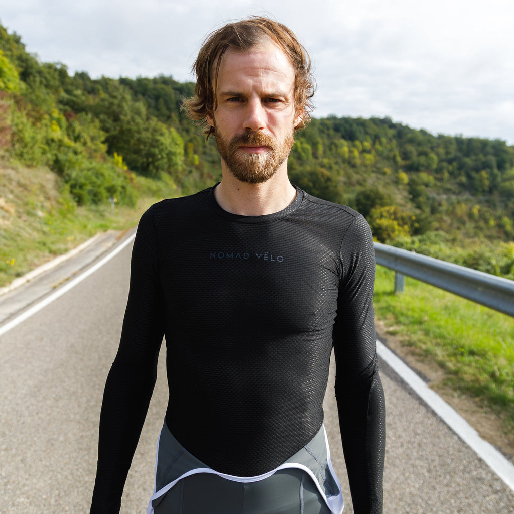 Black Long Sleeve Cycling Base Layer with Breathable Fit – Nomad Black Base Layer