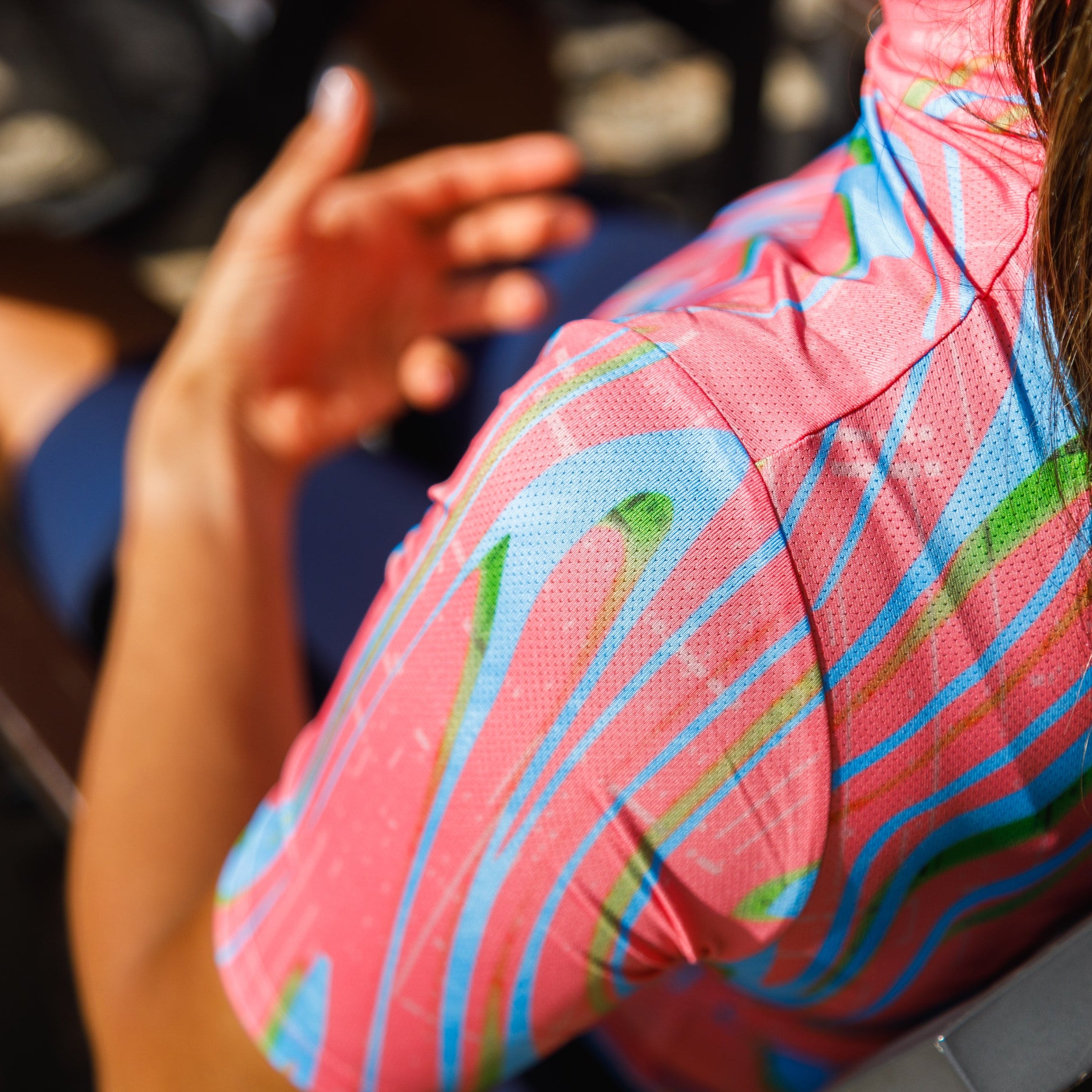 Cycling Pink Pro Jersey – Short Sleeve Race Slim Fit Neon Ember Pattern | Nomad Vélo