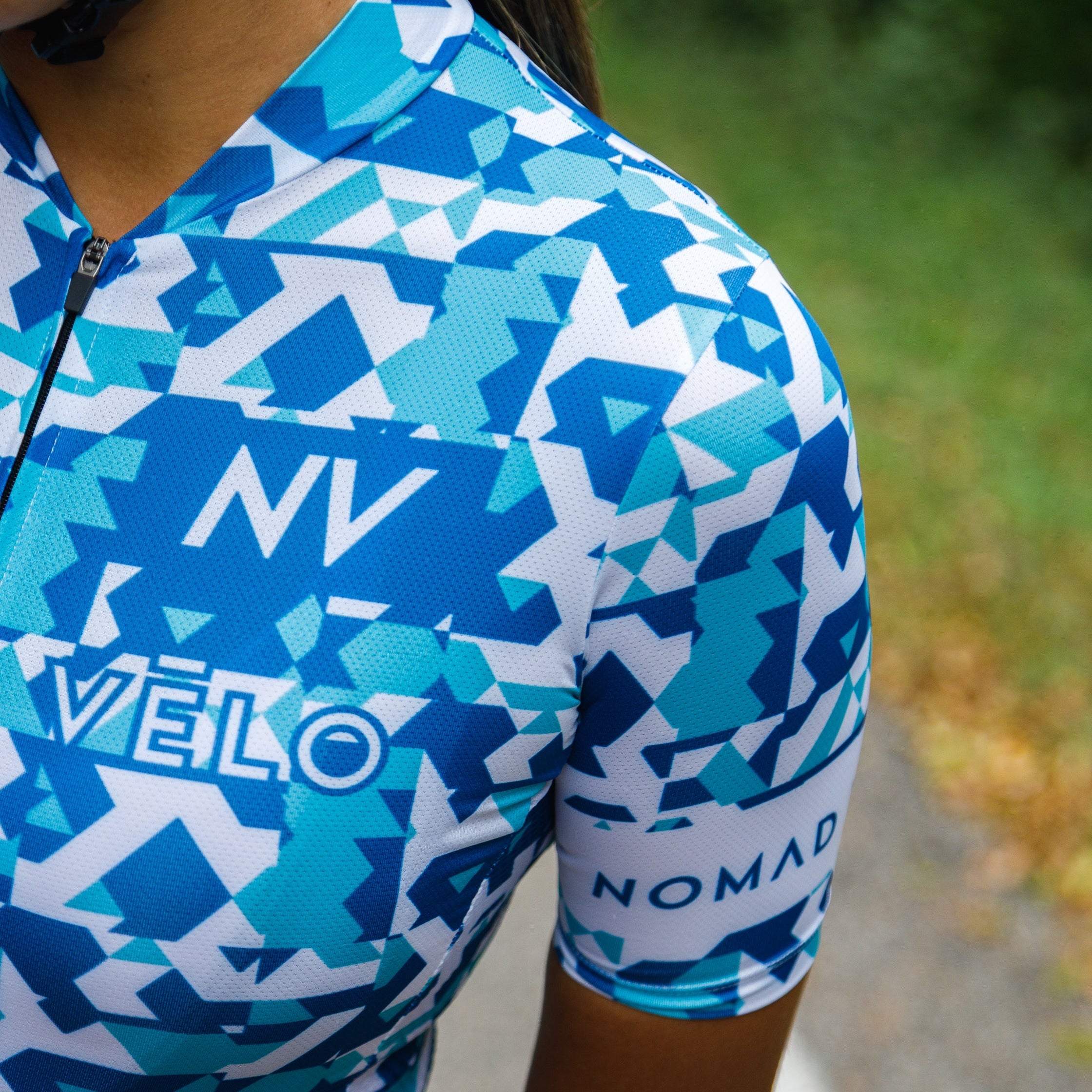 Cycling Blue Camouflage Jersey – Short Sleeve Aero Fit Pattern Design | Nomad Vélo