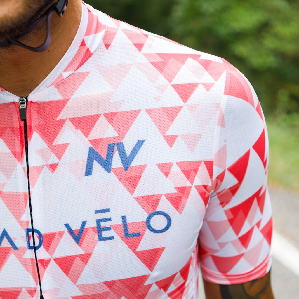 Red Aero Cycling Jersey for Fast Rides -  Geometric Jersey