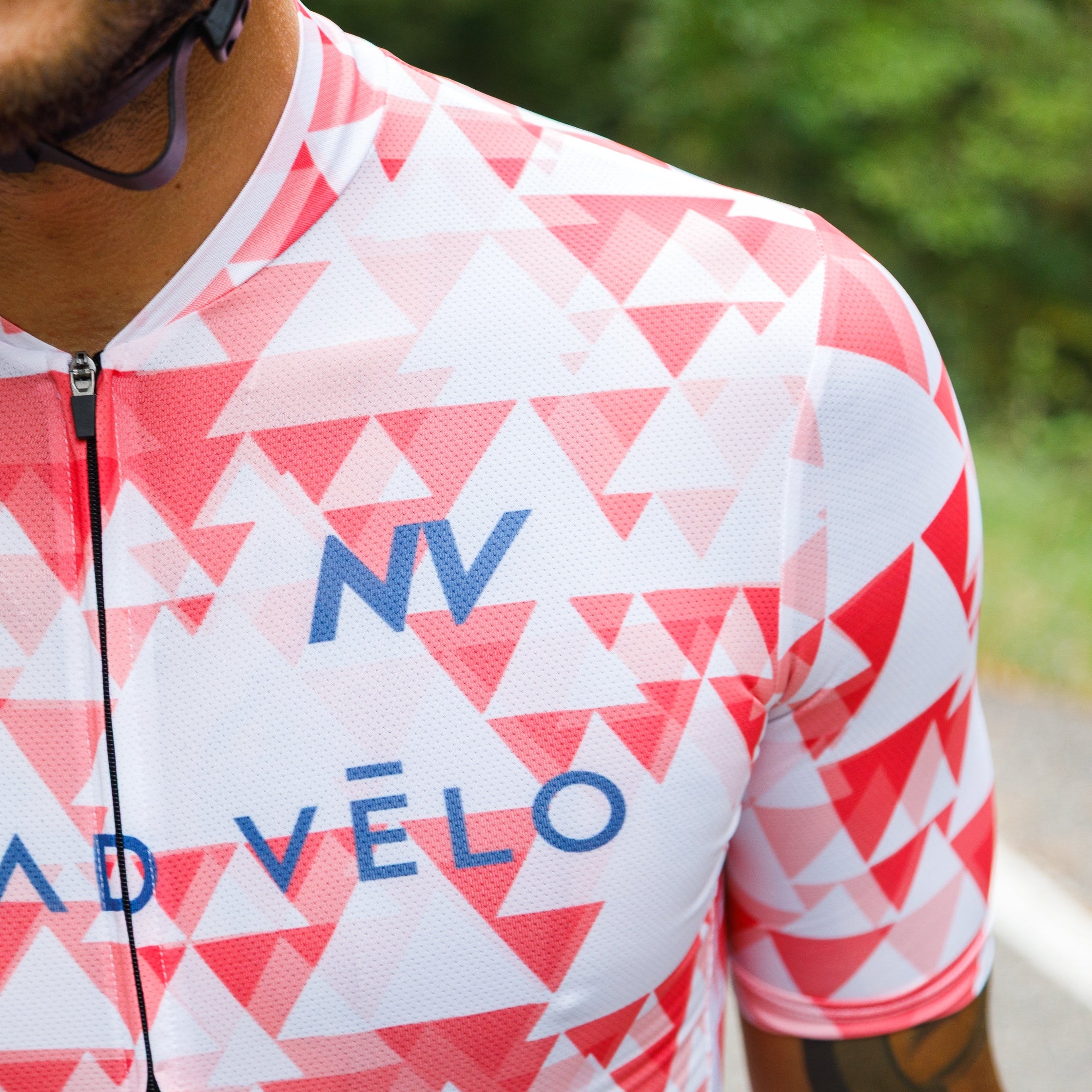 Red Aero Cycling Jersey for Fast Rides -  Geometric Jersey