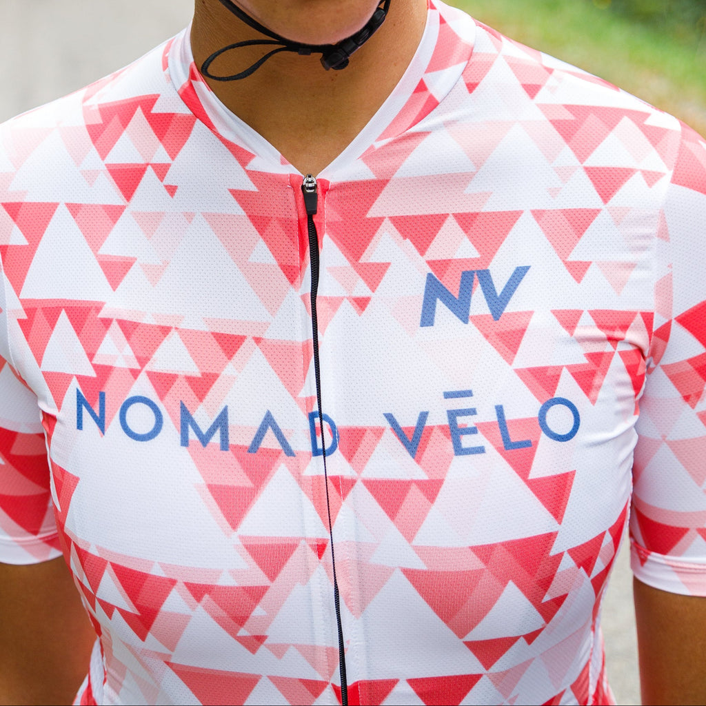 Red Aero Cycling Jersey for Fast Rides -  Geometric Jersey