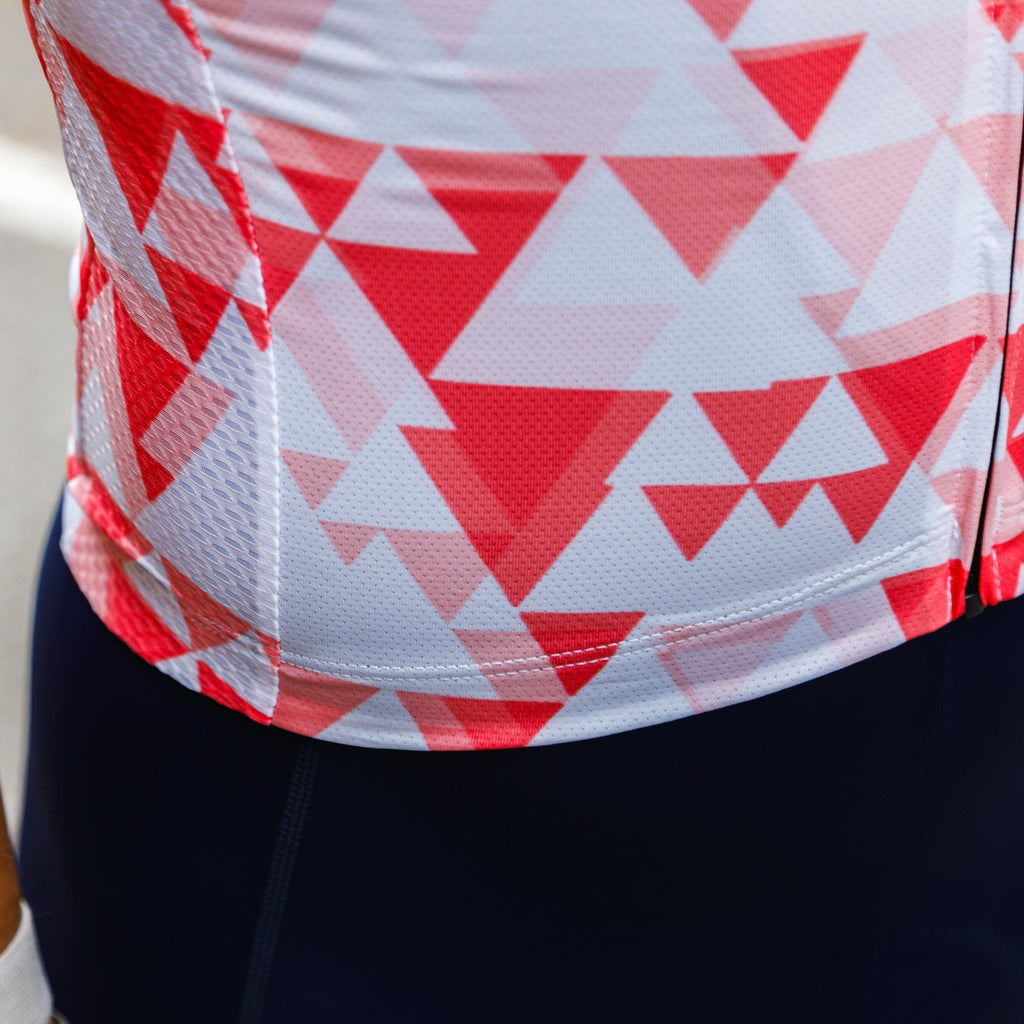 Red Aero Cycling Jersey for Fast Rides -  Geometric Jersey