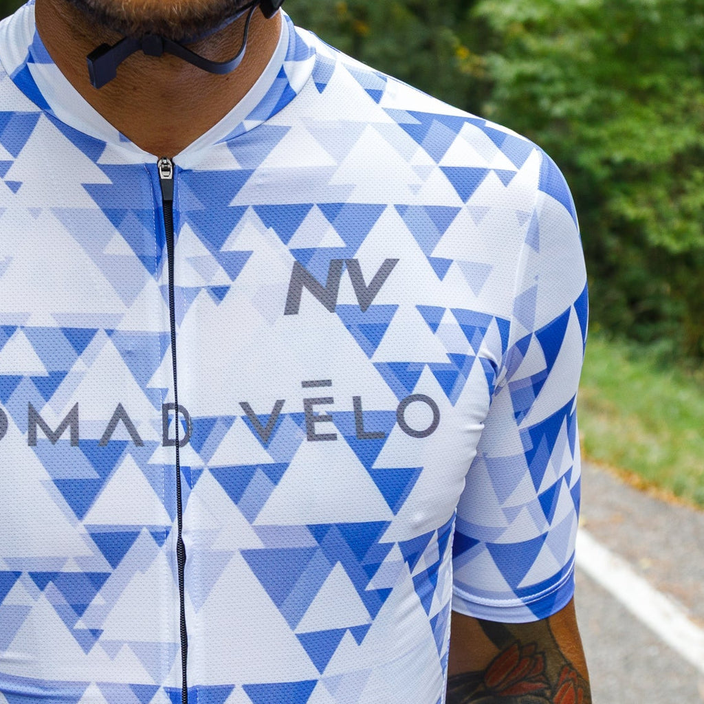 Blue Aero Cycling Jersey for Fast Rides - Geometric Jersey
