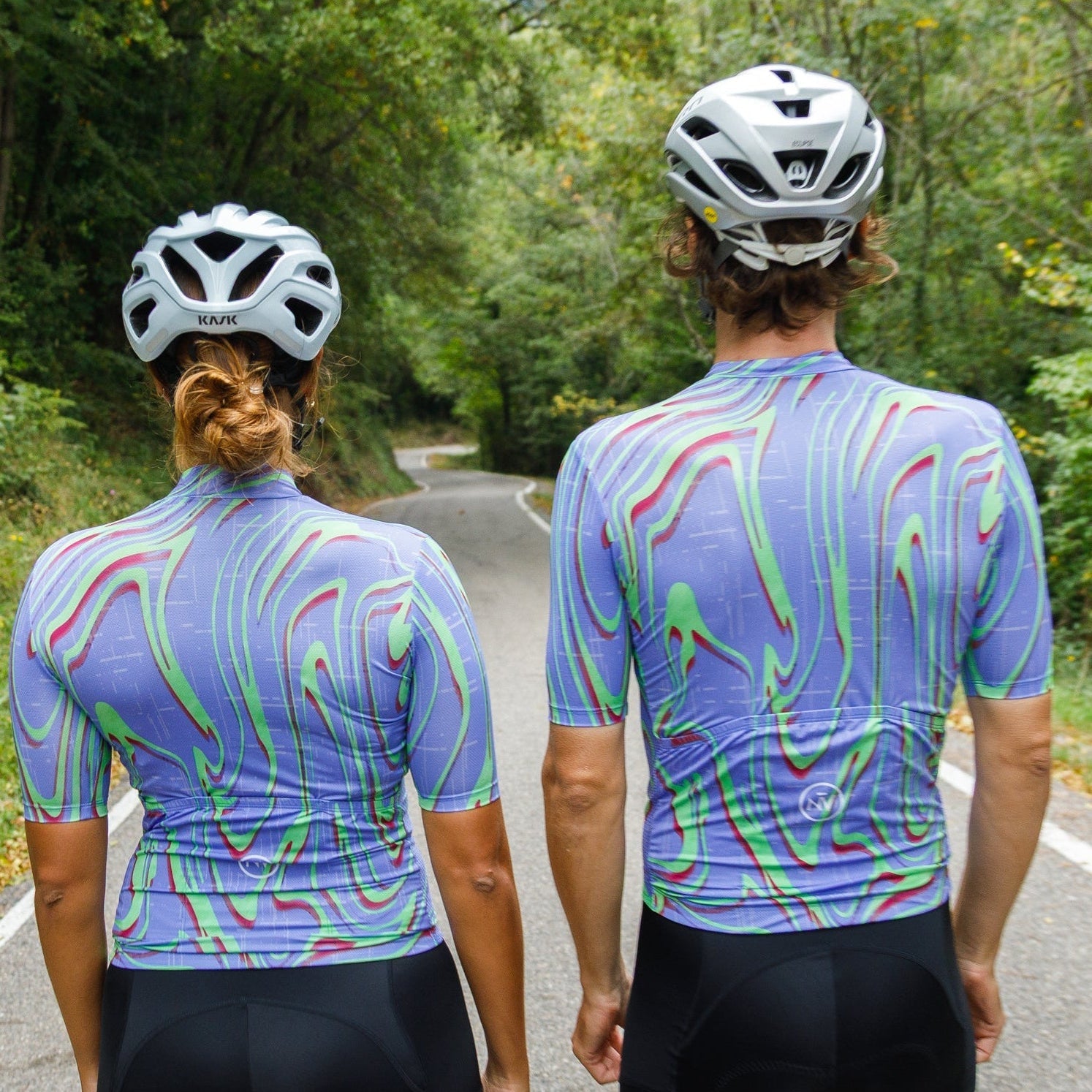 Cycling Purple Pro Jersey – Short Sleeve Race Slim Fit Neon Ember Pattern | Nomad Vélo